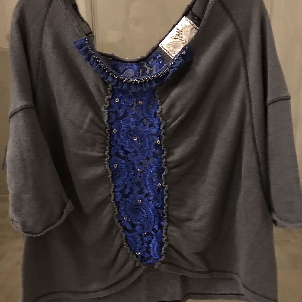 free people off the shoulder quarter sleeve shirt